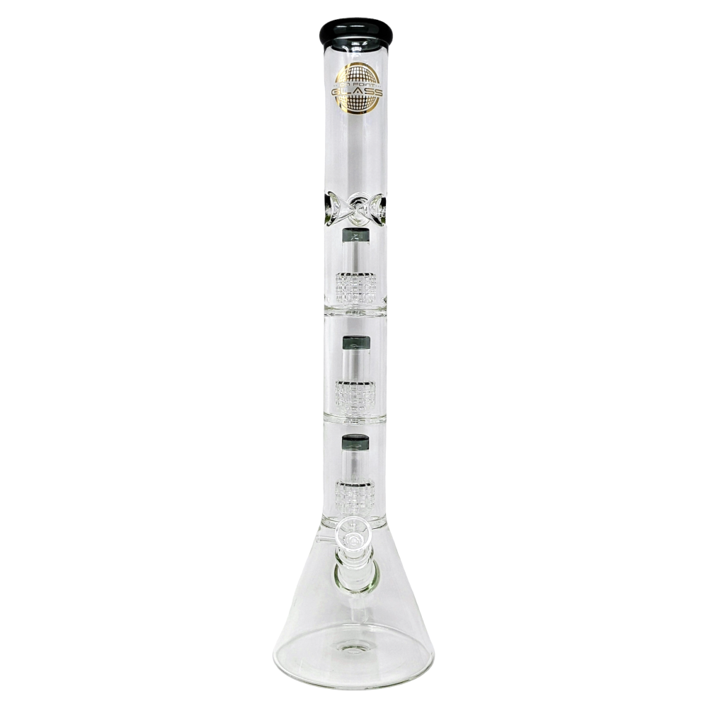 On Point Glass 20" Triple Matrix Perc Beaker Water Pipe with Colored Rim
